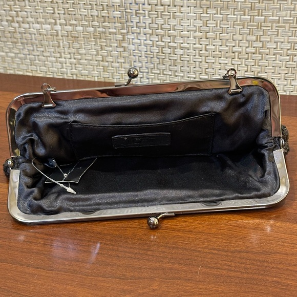 🌟HP🌟VTG 2000s NWT Black Sequin & Gunmetal 2-Way Clutch Evening Bag by The Loft - Picture 5 of 11